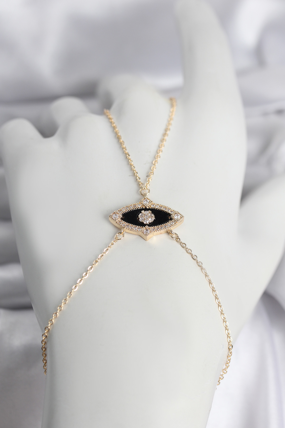 Pirinç Göz Model Gold Renk Zirkon Taşlı Kadın Şahmeran - TJ-SN755