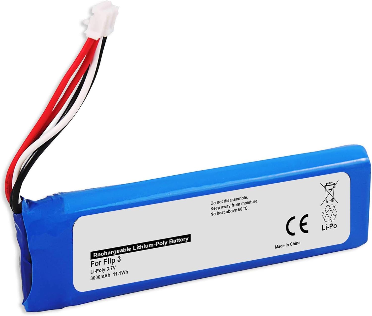 Flip 3 uyumlu 3.7v 3000 mah Soketli Batarya