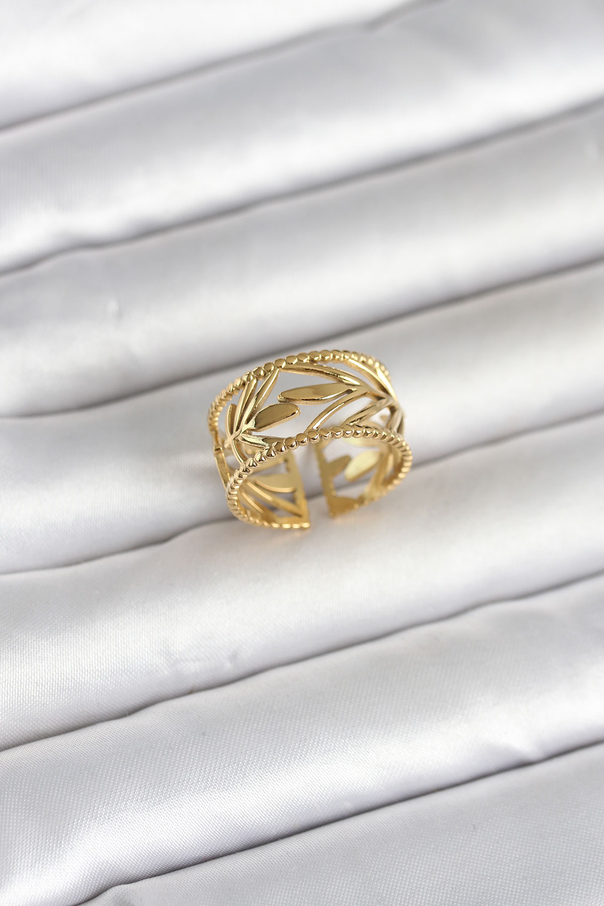316L Çelik Gold Renk Başak Model Kadın Yüzük - TJ-BYK4182