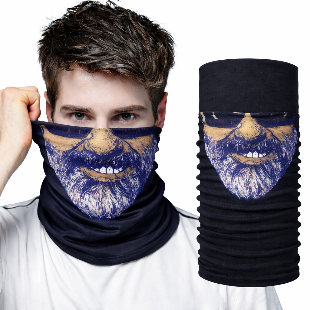 Sakallı Yüz Desenli Baf Buff – Çok Amaçlı Boyunluk &amp; Maske 1 No