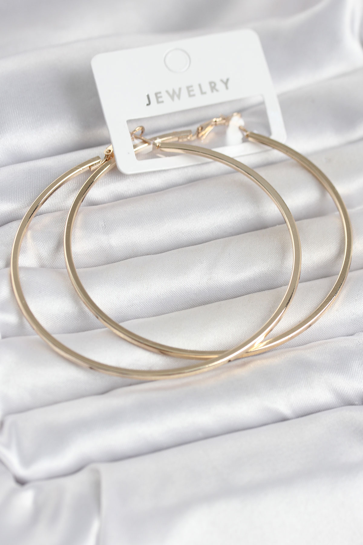 Gold Renk Pirinç Köşeli Kenar Halka 72 mm Kadın Küpe - TJ-BKP11769