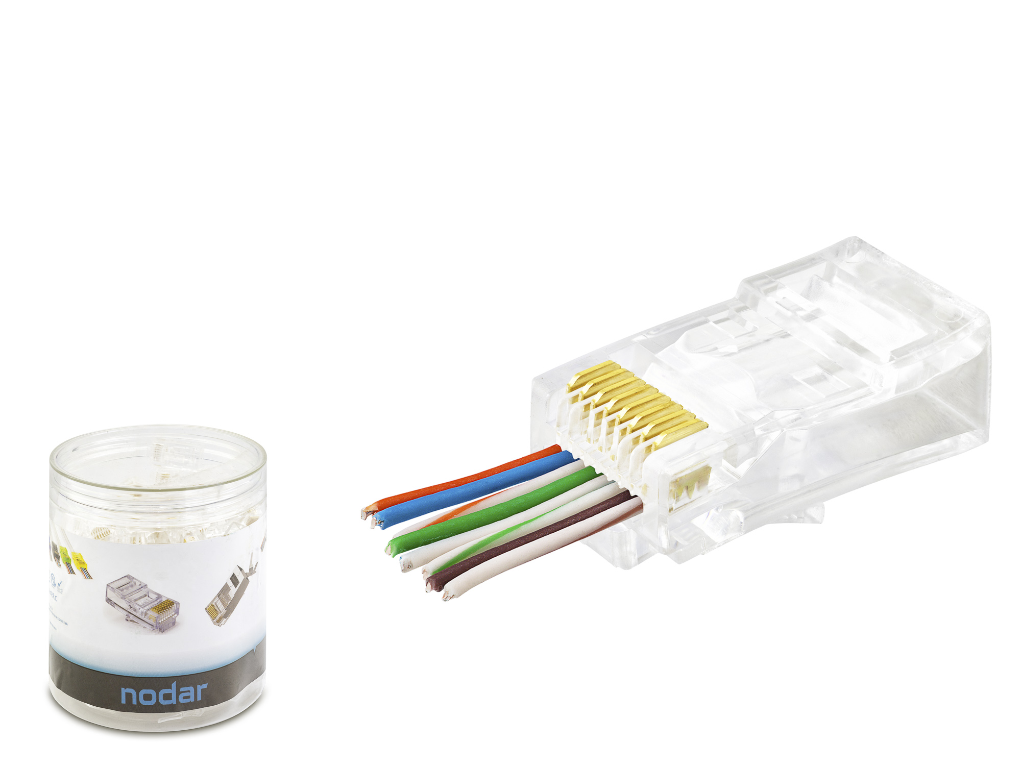 Cat6 Ez Rj45 Konnektör - 100 Adet Şeffaf / Özel Plastik Kutulu ND2407