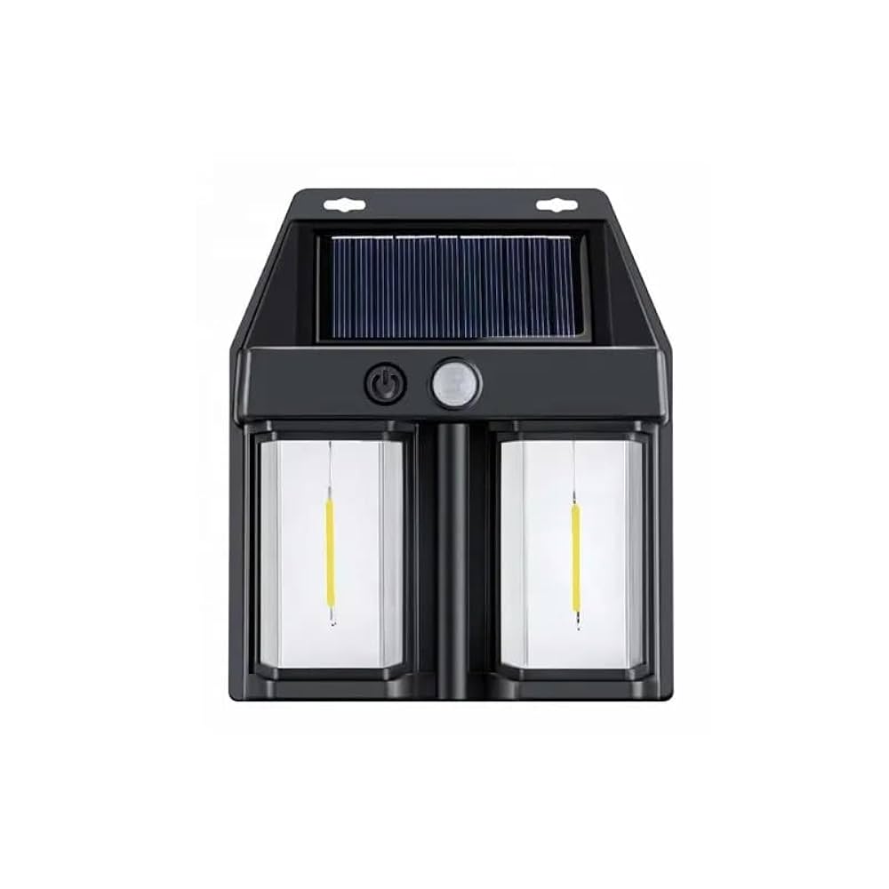 Rustik Ampul İkili Solar Duvar Aplik Güneş Enerjili Hareket Sensörlü
