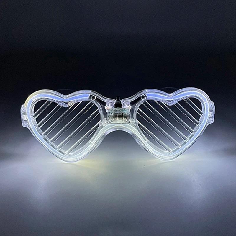 Beyaz LED Işıklı Kalp Gözlük – 3 Modlu Parti &amp; Glow Gözlüğü