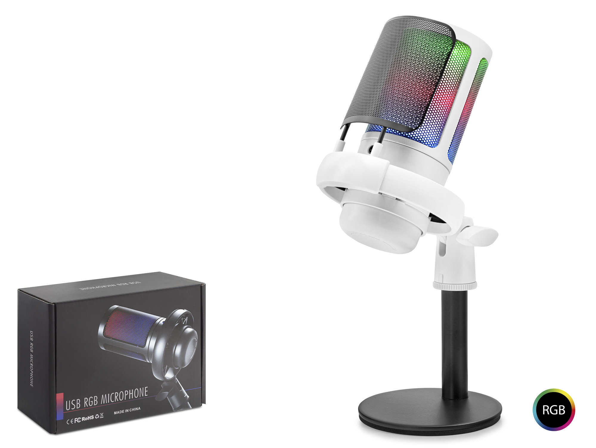 Profesyonel Mikser Kontrollü Rgb Mikrofon 24 Bit Çinko Alaşım Gövde Type-C - Beyaz ME6SW