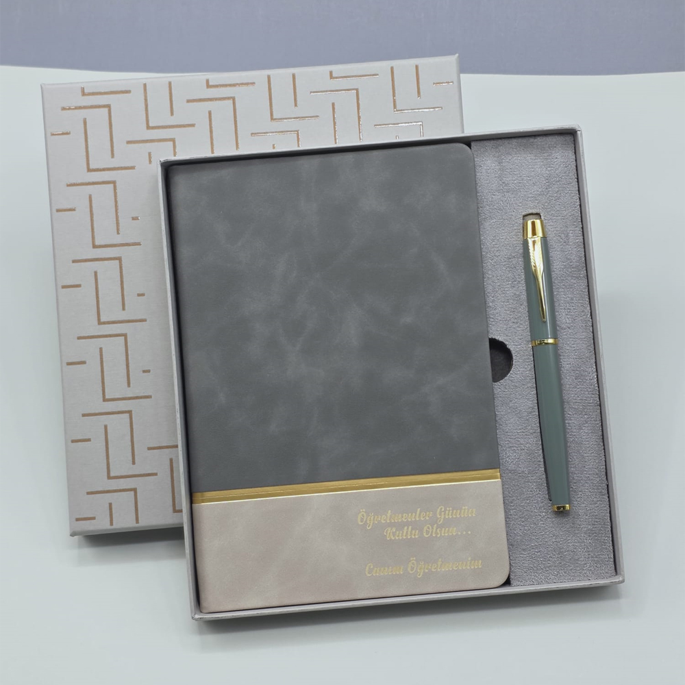 Öğretmenler Gününe Özel Deri Defter Ve Kalem Set