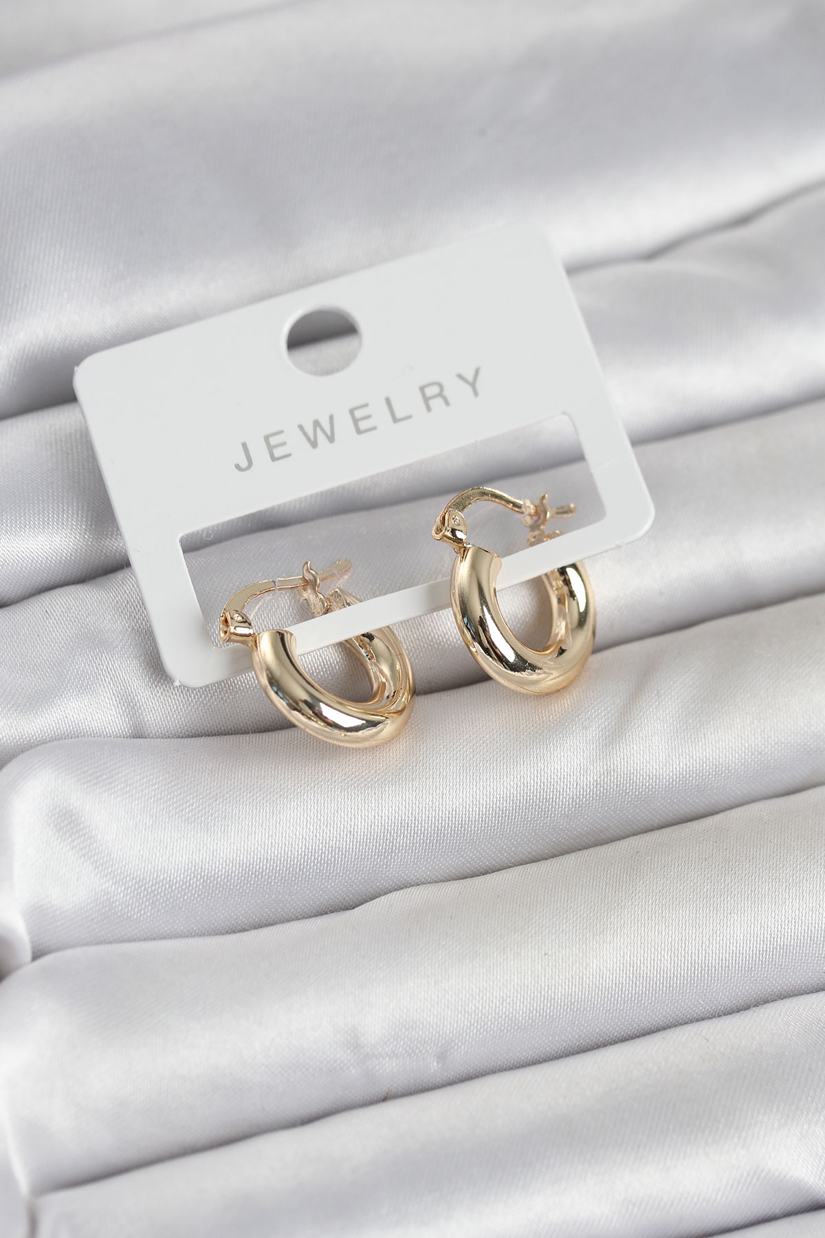 Gold Renk Pirinç Halka 15 mm Kadın Küpe - TJ-BKP11763