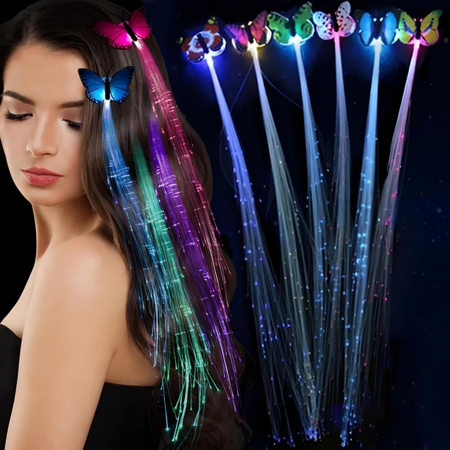 Led Fiber Optik Işıklı Saç Klipsi 1 Adet