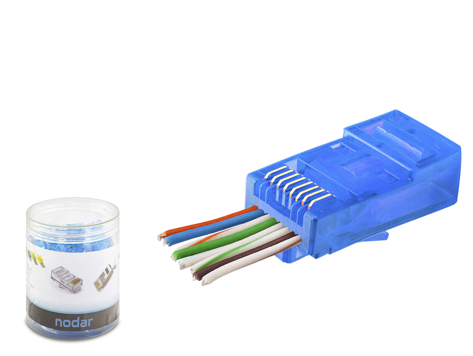 Cat6 Ez Rj45 Konnektör - 100 Adet Mavi / Özel Plastik Kutulu ND2404