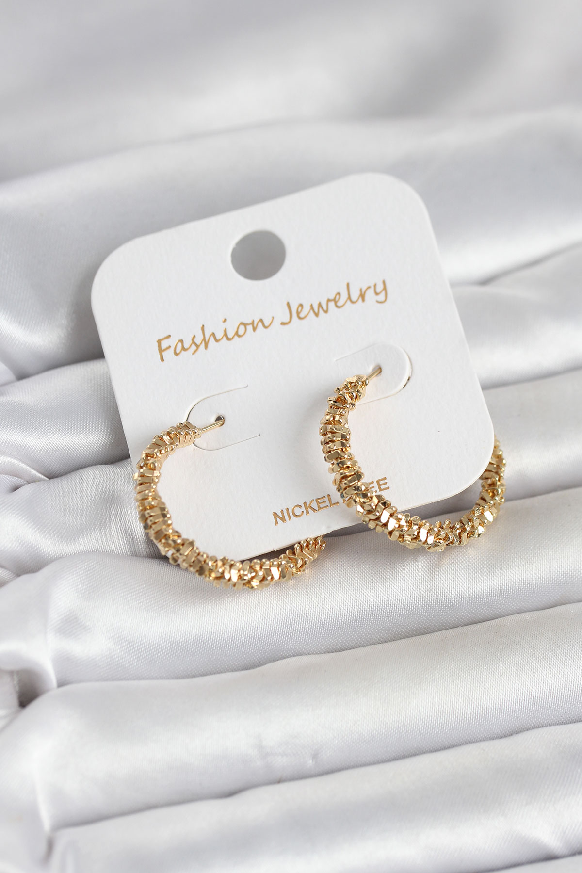 Gold Renk Pirinç Tırtık Model Kadın Küpe - TJ-BKP11771