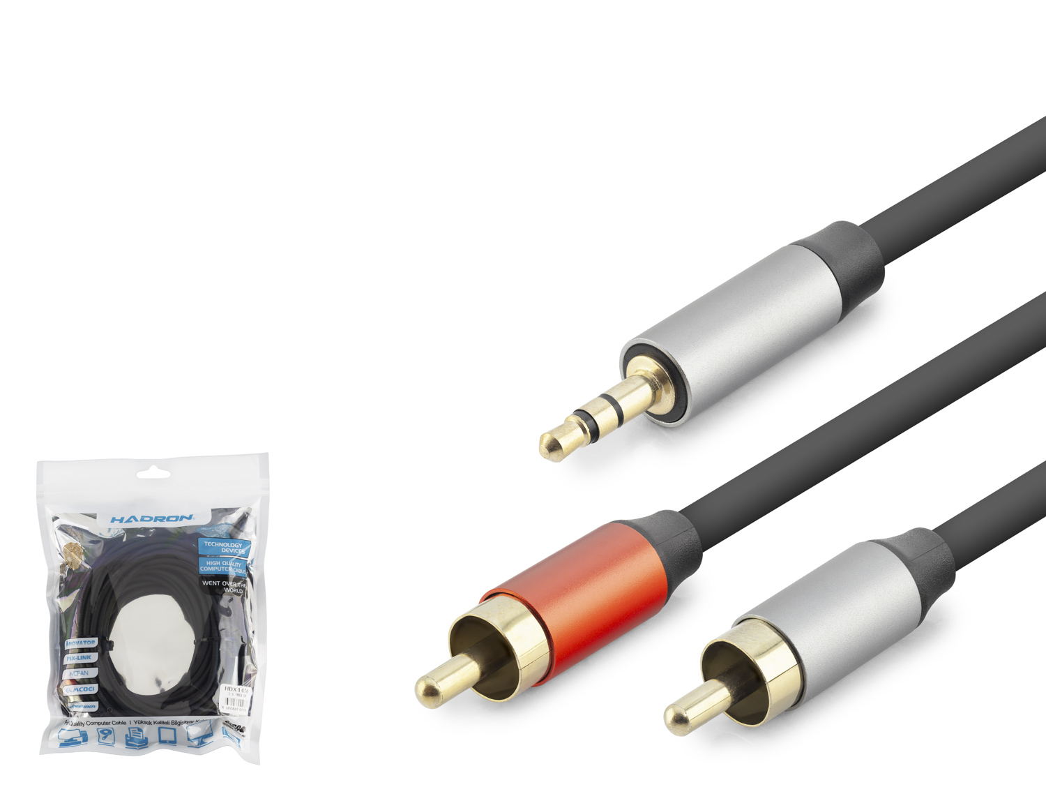 3.5 Mm To 2 Rca Ses Kablosu 10 M - Siyah HDX1076