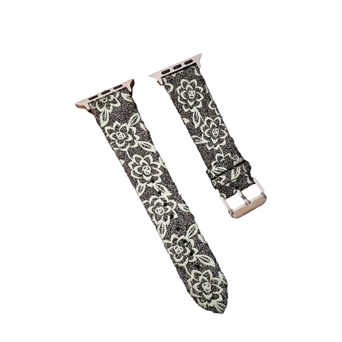 Apple Watch 42mm Creeper Desenli Kordon - Siyah