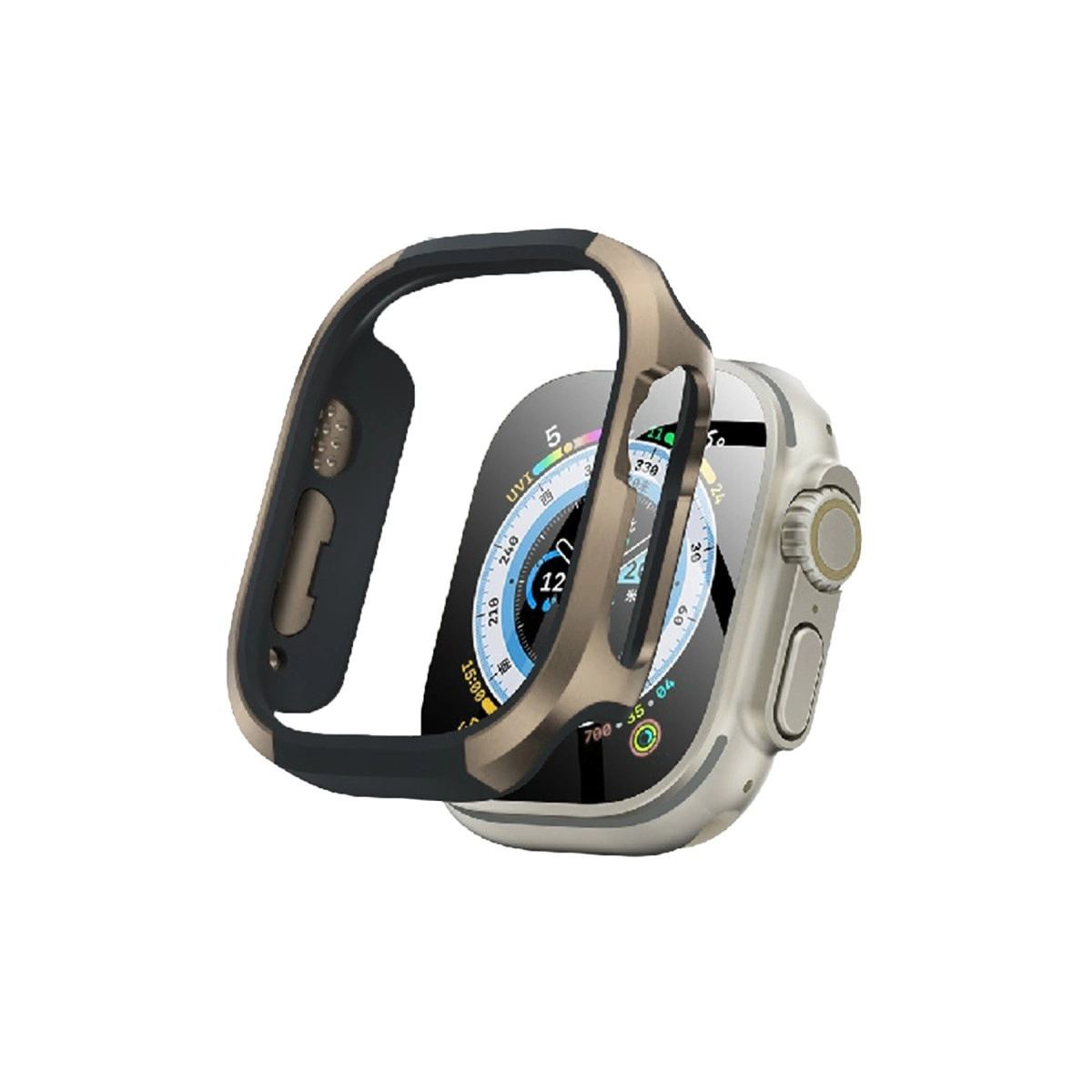 Apple Watch Ultra 49mm Mo-wt3 Alüminyum Camlı Kasa Ekran Koruyucu - Gold