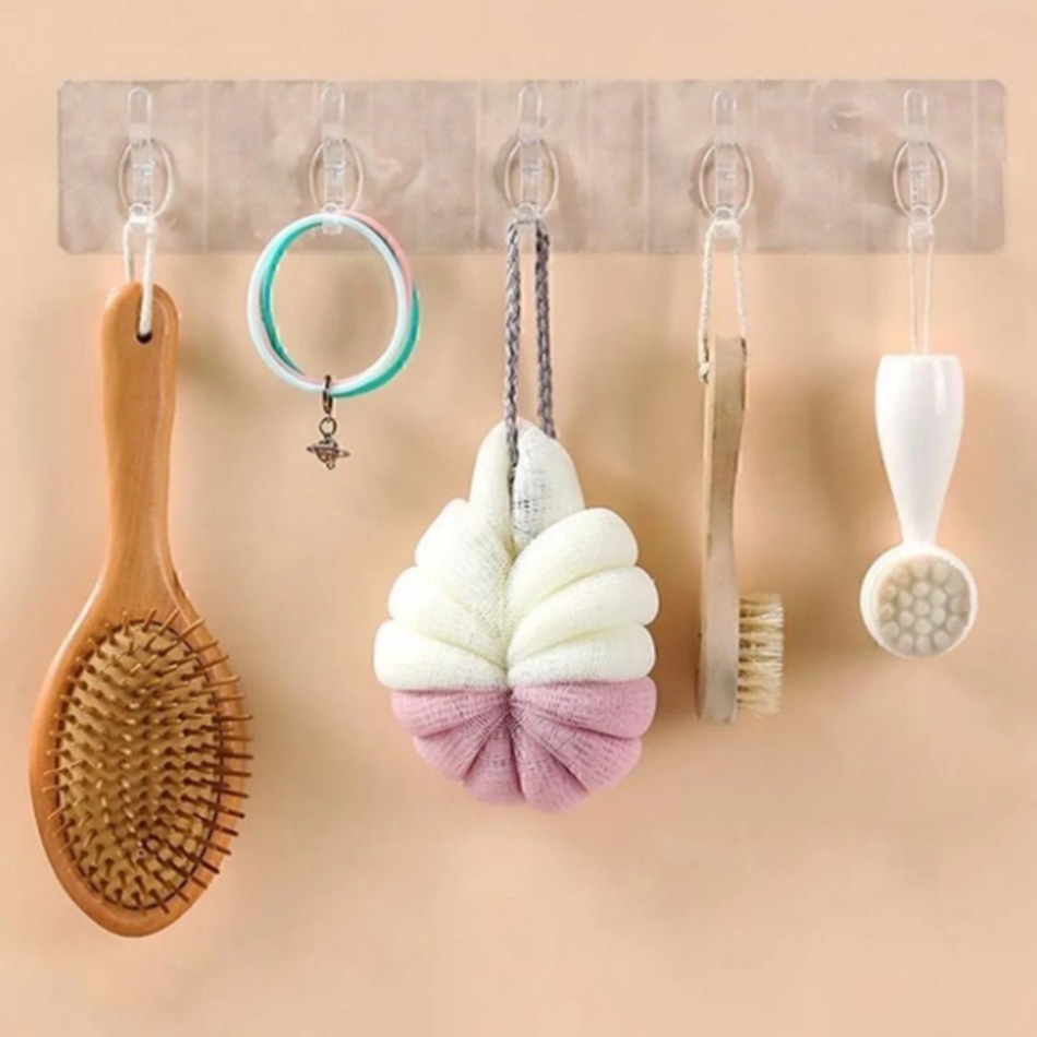5&amp;#39;li Kendinden Yapışkanlı Güçlü Şeffaf Askılık - Kapı Arkası Mutfak Duvar Banyo Askı