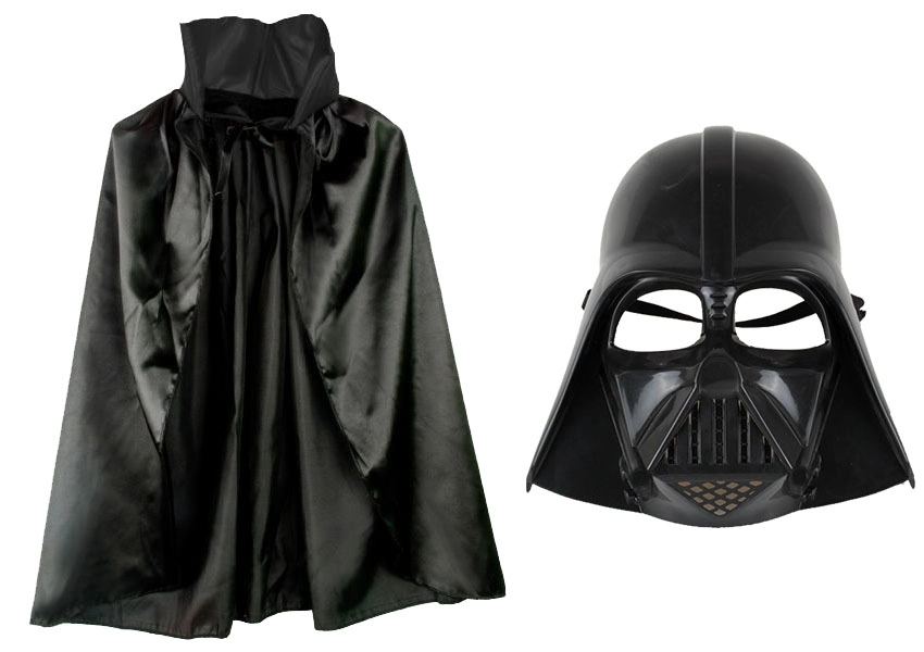Çocuk Boy Yıldız Savaşları  Wars Darth Vader Maskesi Ve 90 Cm Pelerin Seti Siyah