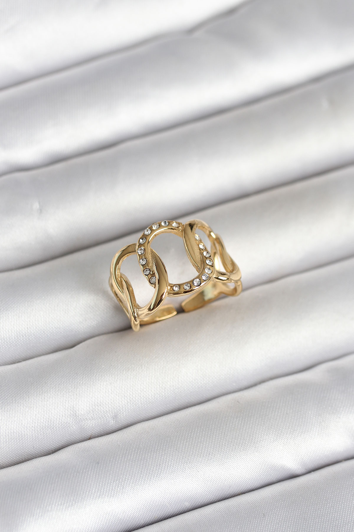 316L Çelik Gold Renk Samanyolu Model Kadın Yüzük - TJ-BYK4160
