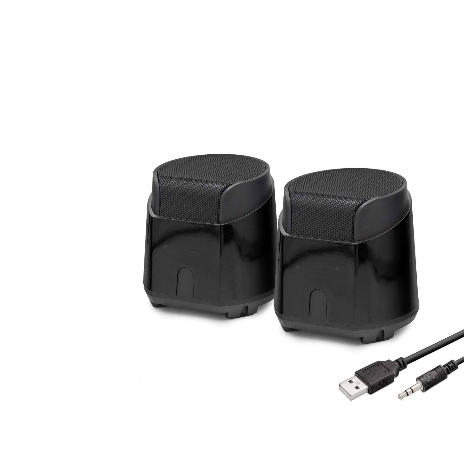 Masaüstü Hoparlör 1+1 USB + 3.5mm - Siyah HD6024