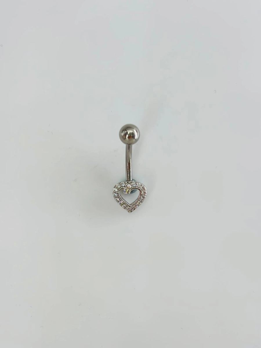 Kalp Detaylı Göbek Piercing