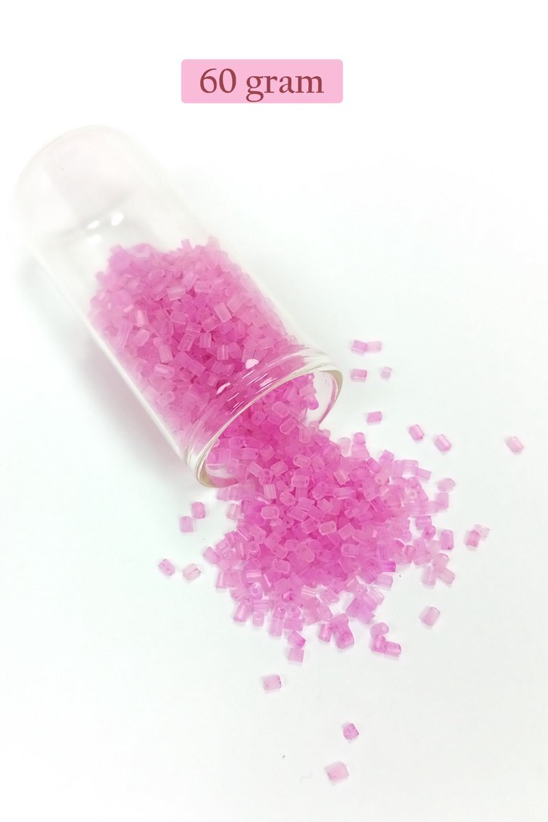 Kesme Cam Boncuk 2mm - 60 Gram - Şeffaf Mat Pembe - BNC377