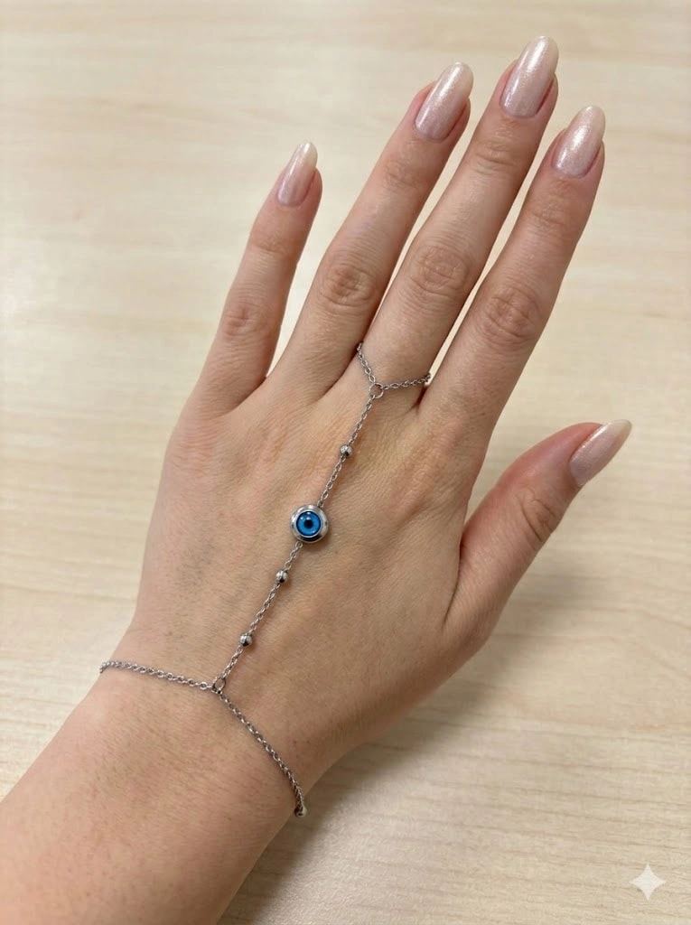 Nazar Boncuğu Detaylı Çelik Şahmaran