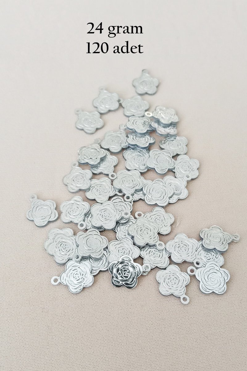 Oya Abiye Bileklik Kolye Pleksi Metalik Plastik Pul Gümüş Renk 24 gram 120 adet - BNC584