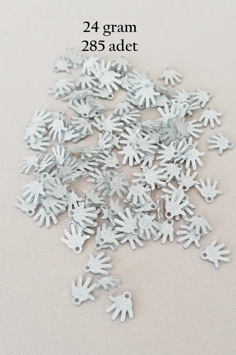 Oya Abiye Bileklik Kolye Pleksi Metalik Plastik Pul Gümüş Renk 24 gram 285 adet - BNC579