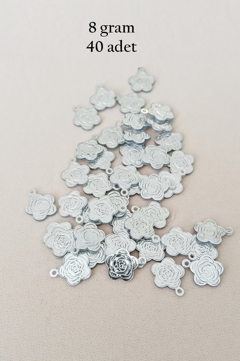 Oya Abiye Bileklik Kolye Pleksi Metalik Plastik Pul Gümüş Renk 8 gram 40 adet - BNC524