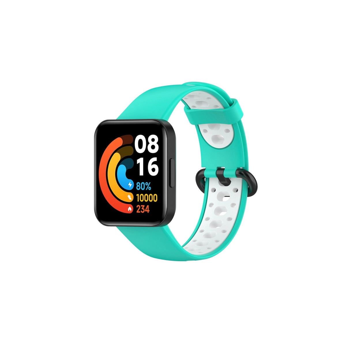 Xiaomi Redmi Watch 2 Spor Delikli Kordon - Turkuaz-beyaz