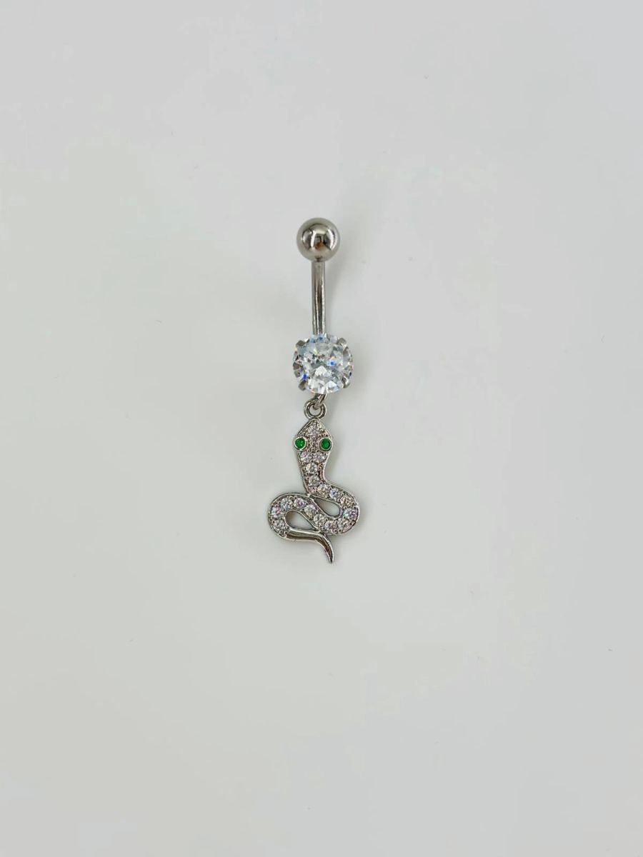 Yılan Detaylı Göbek Piercing